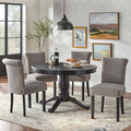 Simple Living Adeline Grey Upholstered 5 Piece Pedestal Dining Set
