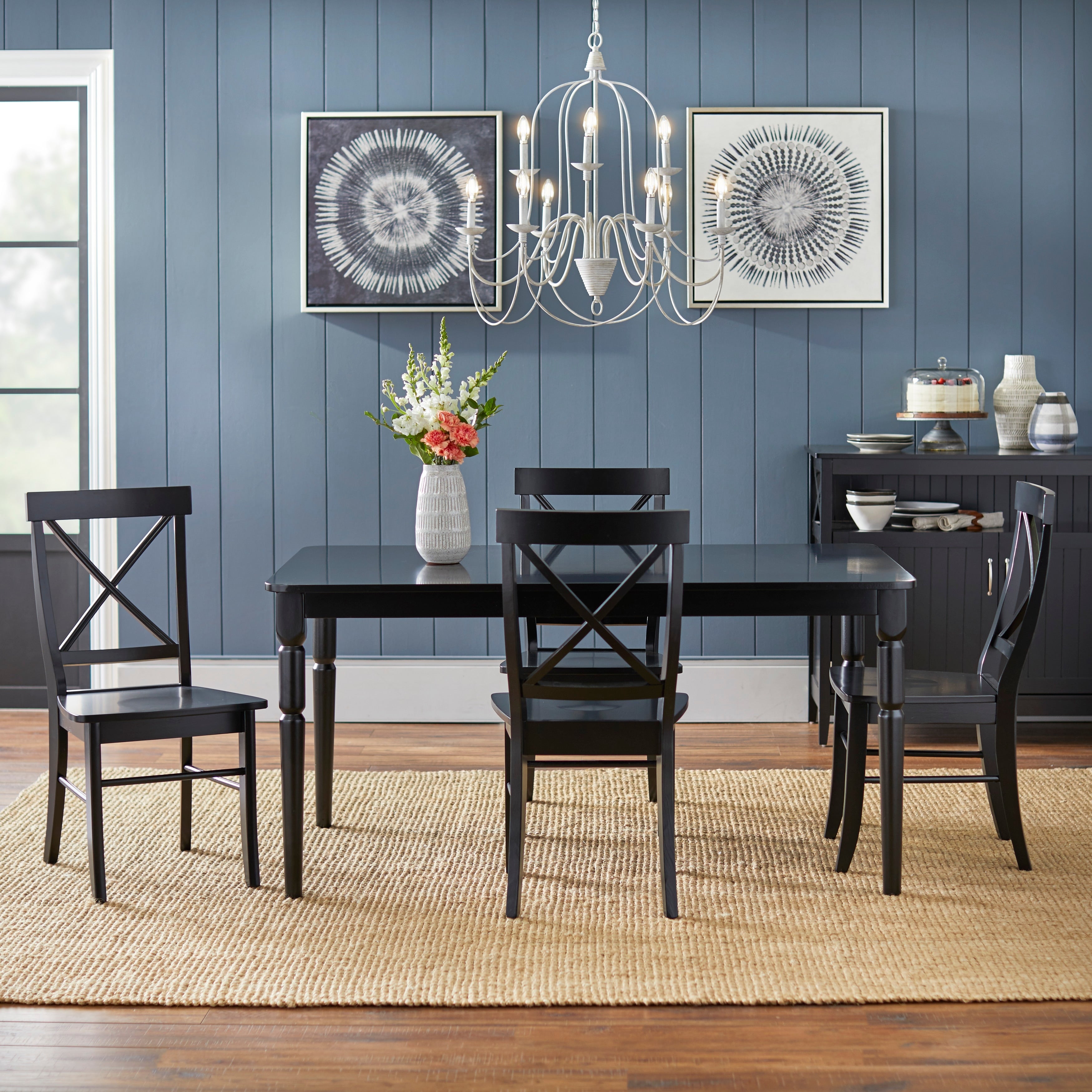 Simple Living Albury 5 Piece Grey And Black Cross Back Dining Set