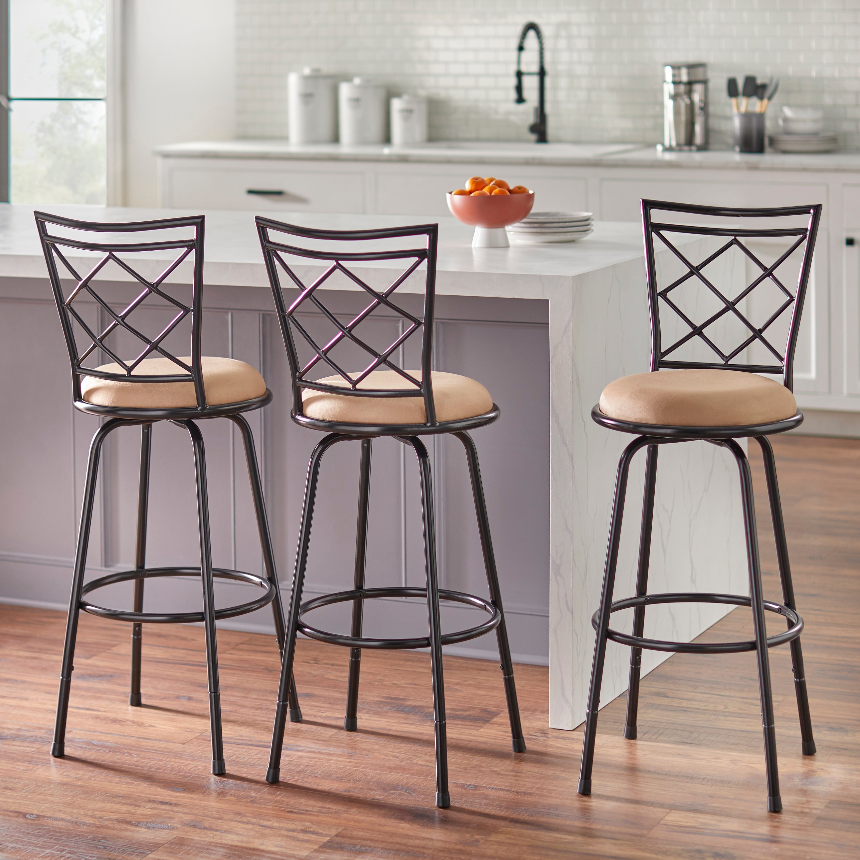 Simple Living Alyssa Adjustable Height Crossback Swivel Stools Set Of 3