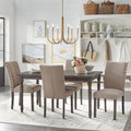 Simple Living Burntwood Parson Weathered Grey Upholstered Dining Set