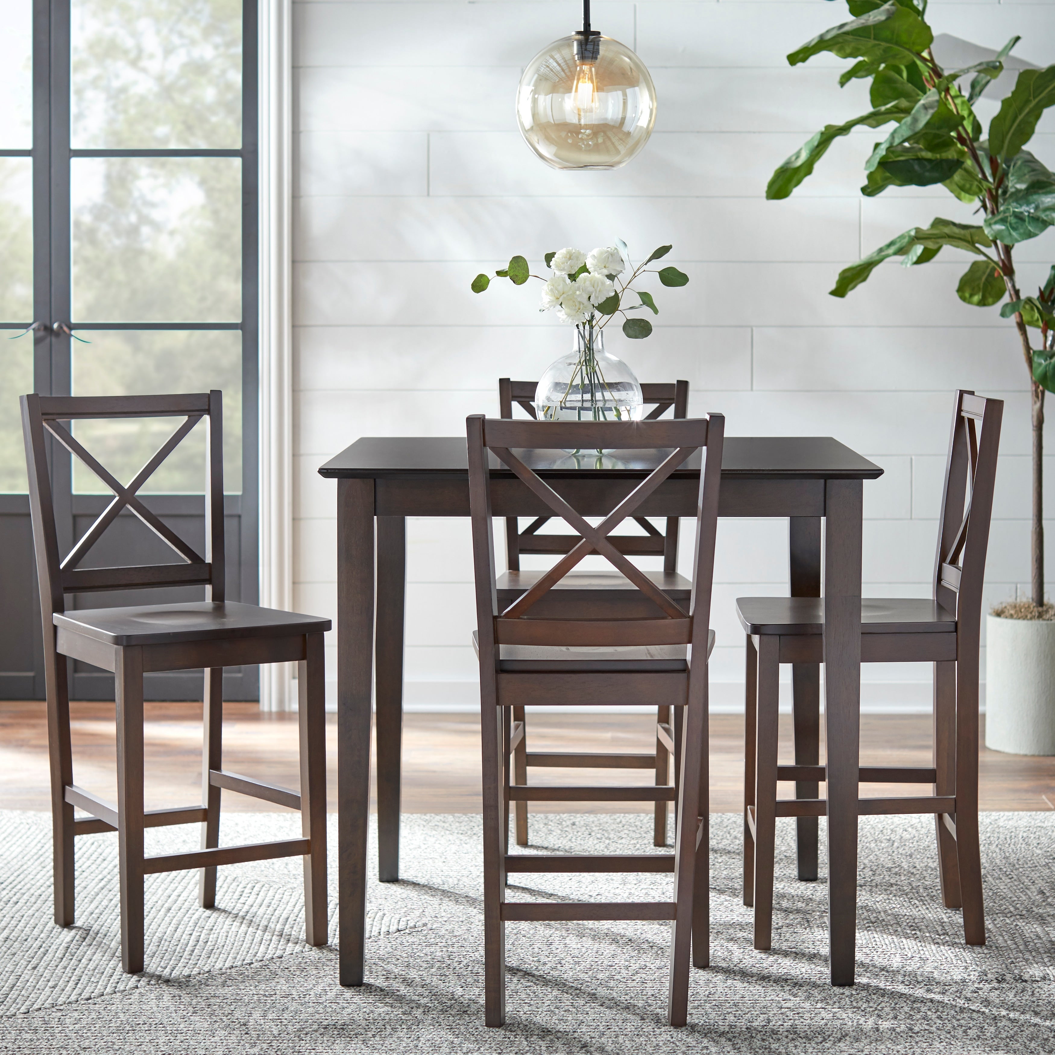 Simple Living Cross Back Counter Height 5 Piece Table And Chair Set