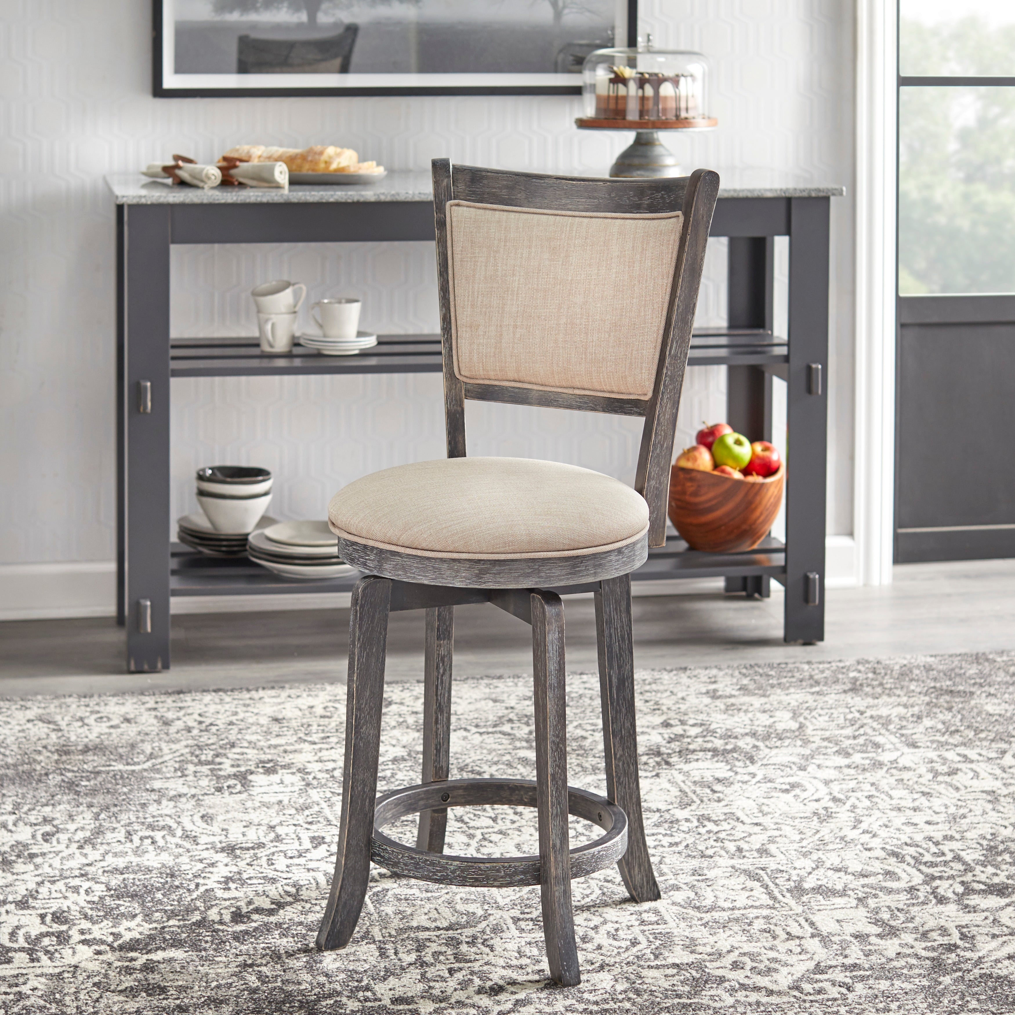 Simple Living French Country Grey 22 Inch Swivel Stool