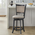 Simple Living French Country Grey Rubberwood Fabric 30 Inch Swivel Bar Stool