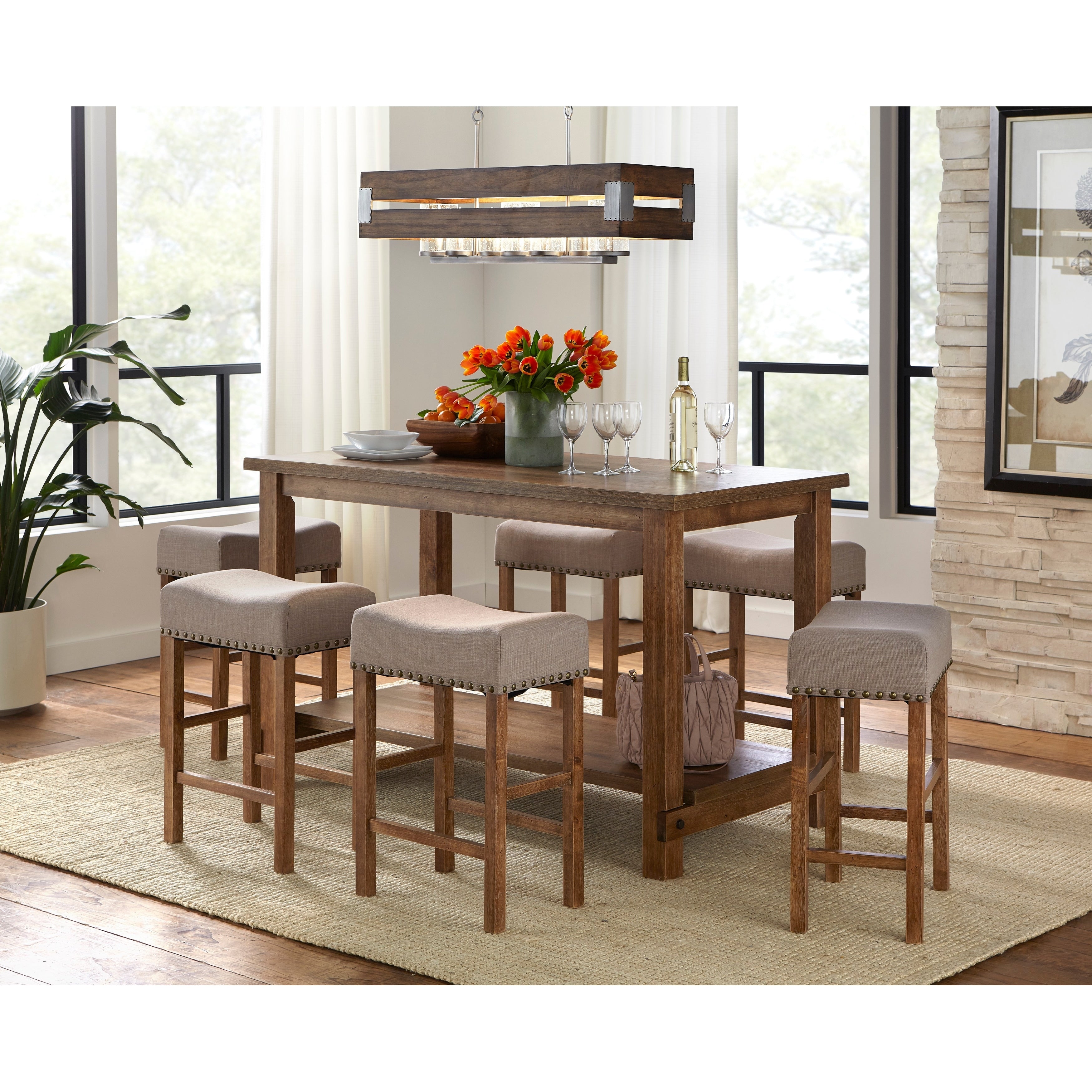 Simple Living Hathaway Nailhead Counter Height Dining Set