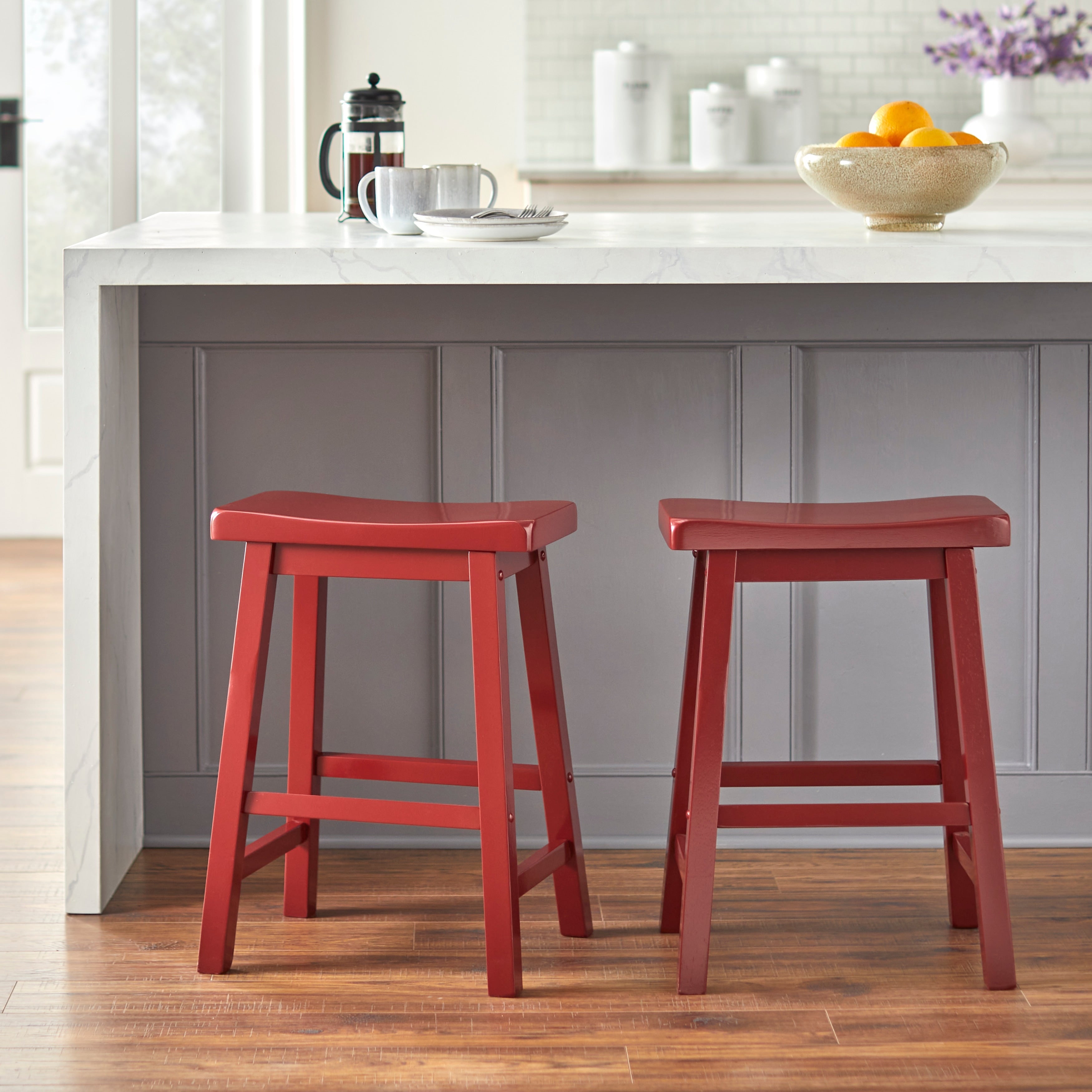 Simple Living Belfast 24 Inch Saddle Stool Set Of 2