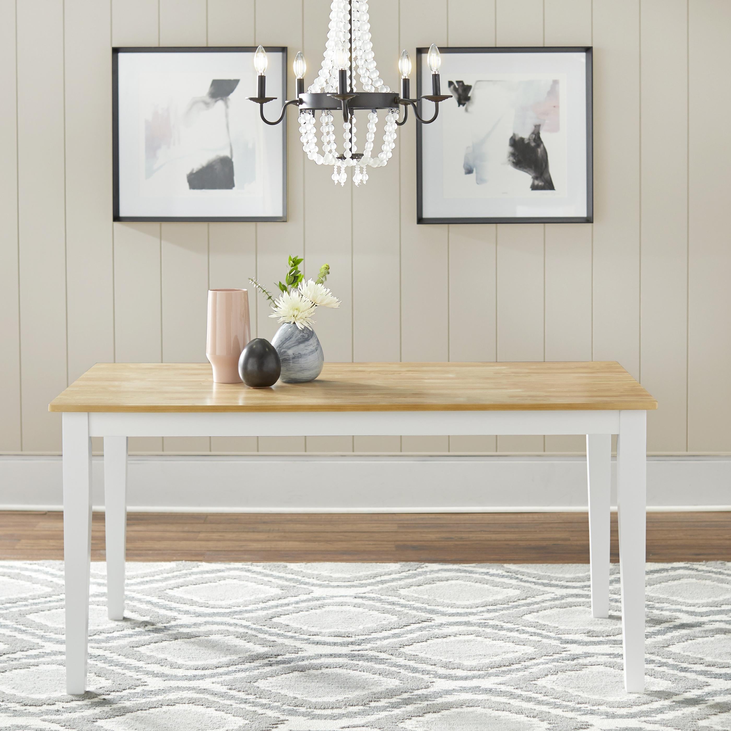 Simple Living Large Shaker Dining Table In White And Natural White Natural