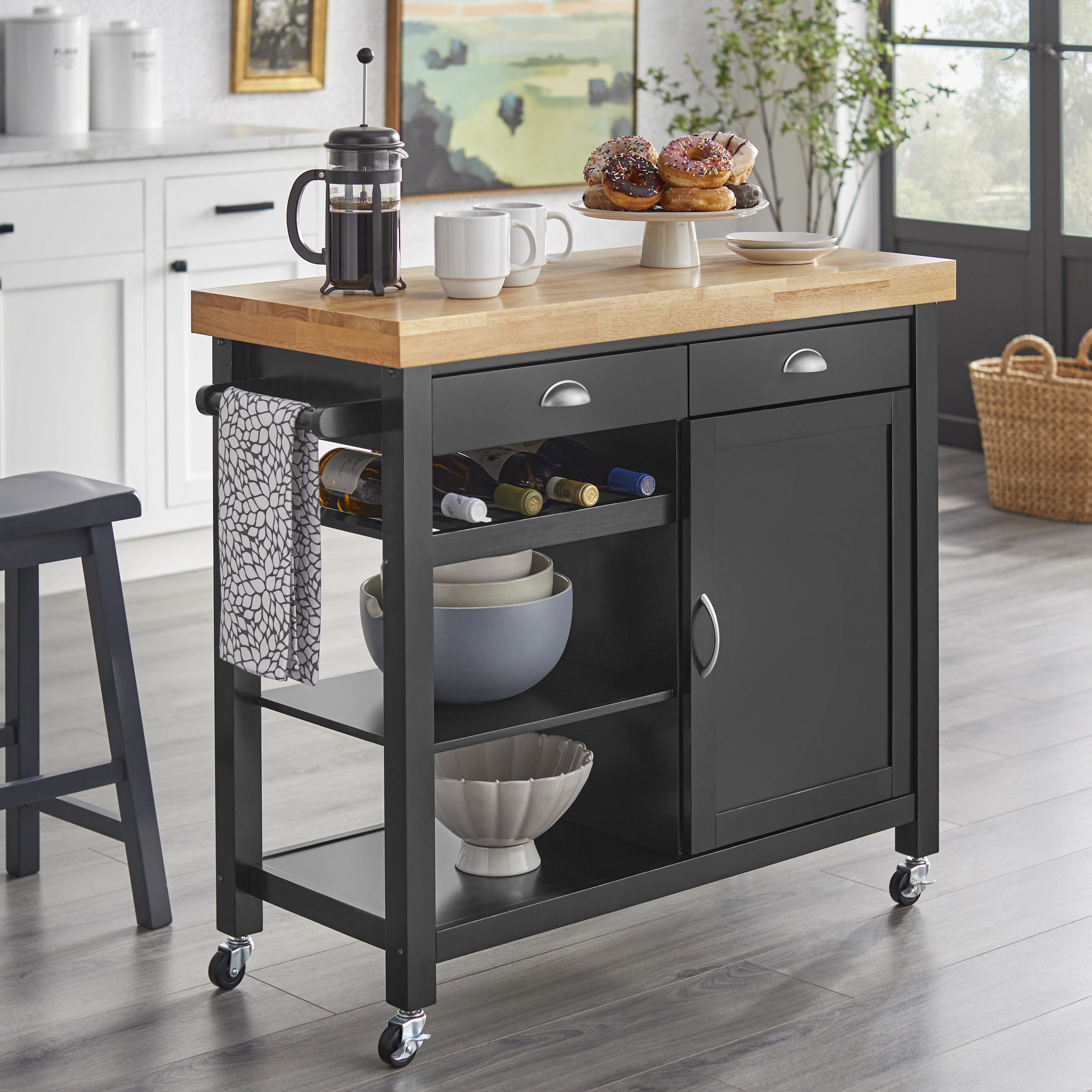 Simple Living Martha Rubberwood Kitchen Cart