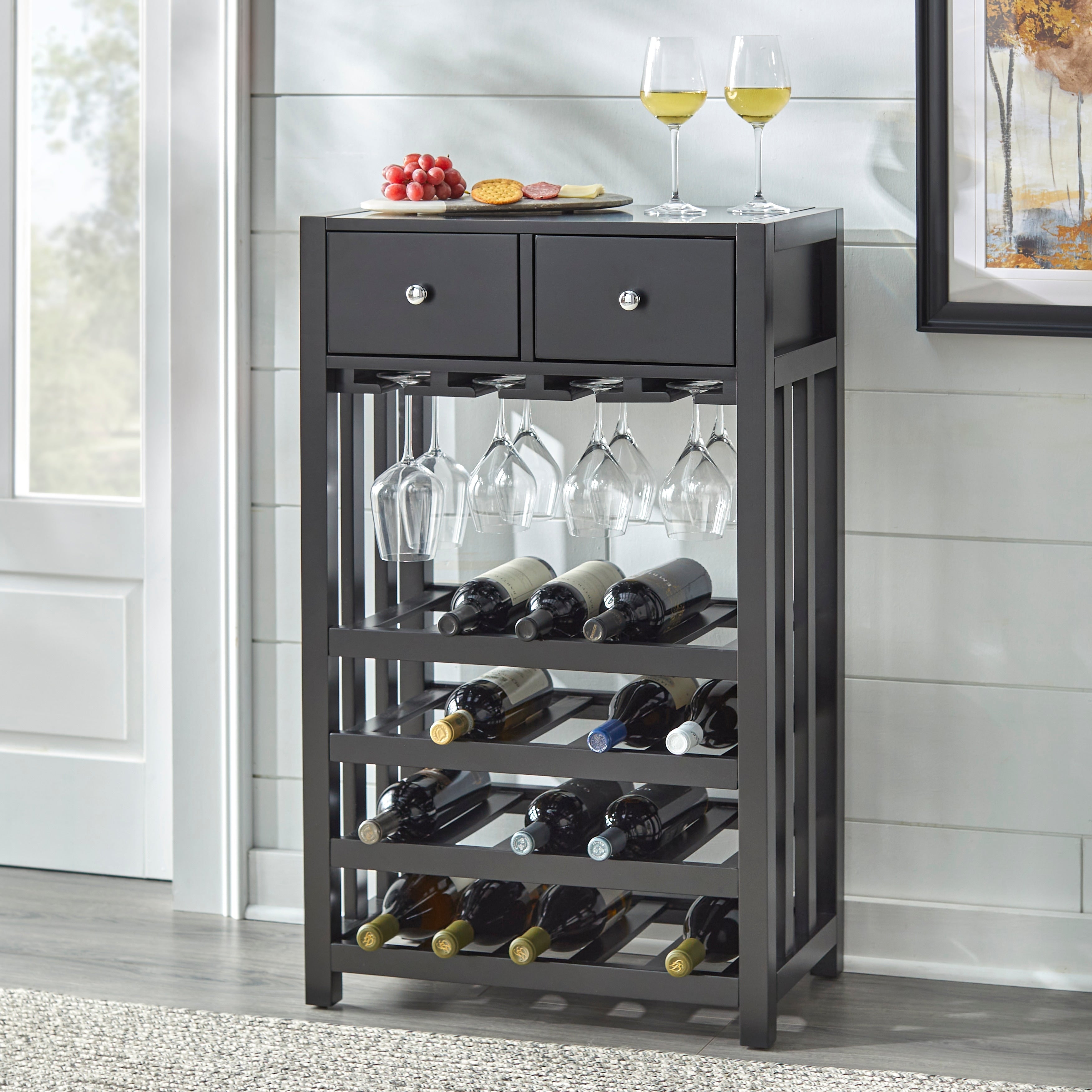 Simple Living Pinot Wood 20 Bottle Bar Cabinet