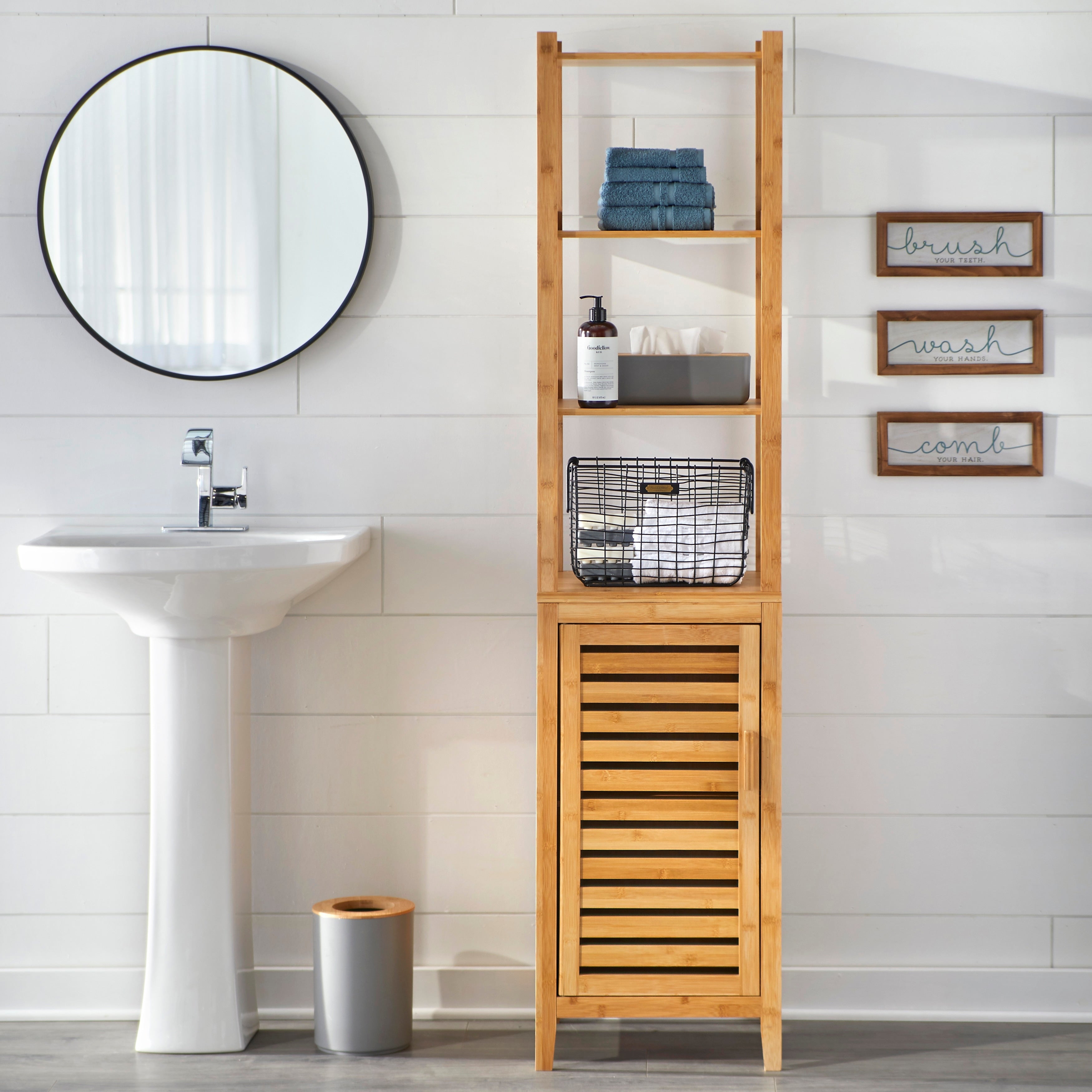 Simple Living Natural Bamboo Linen Tower