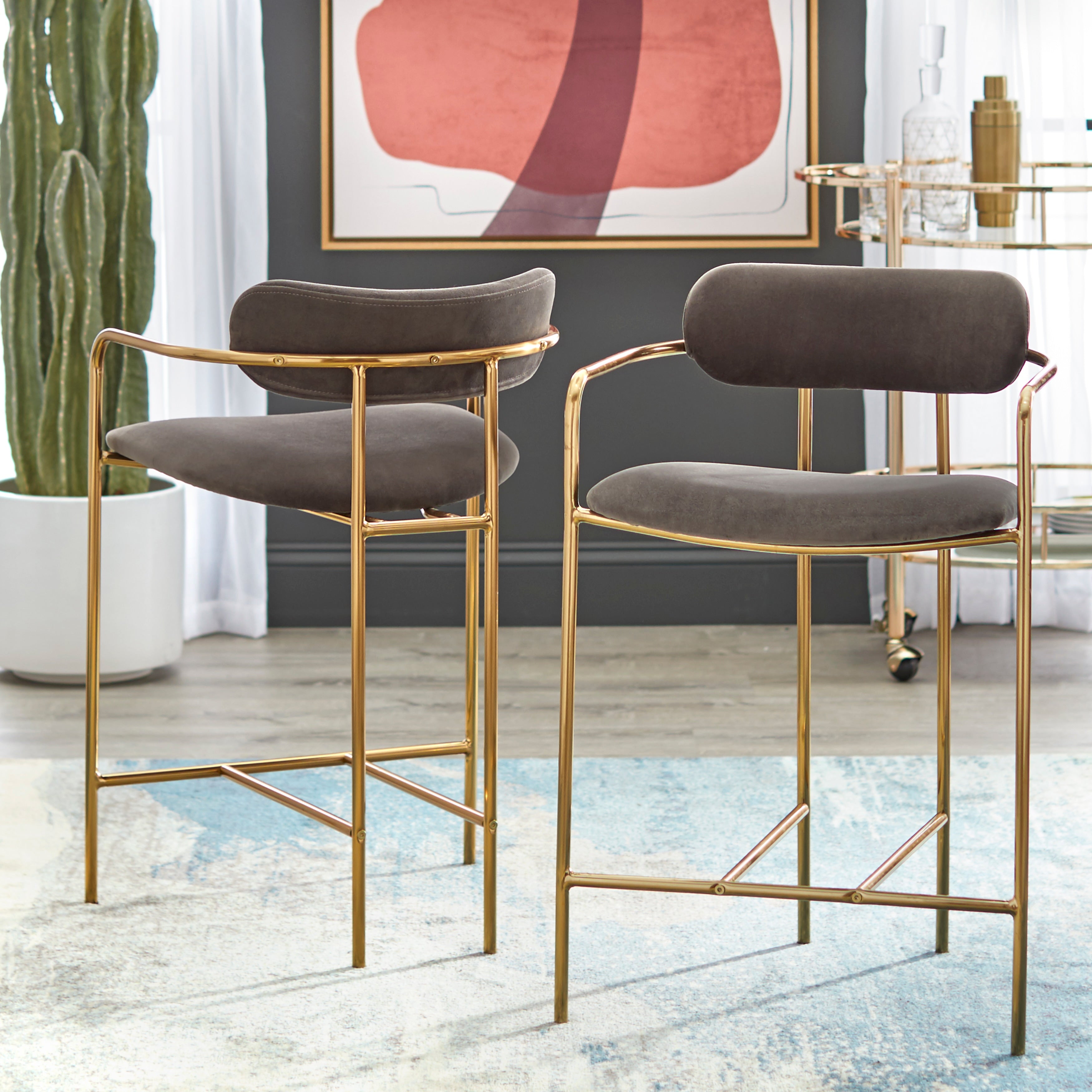 Simple Living Retro 24 Inch Velvet Stool