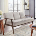 Simple Living Sonia Brown Rubberwood Blue Grey Fabric Sofa