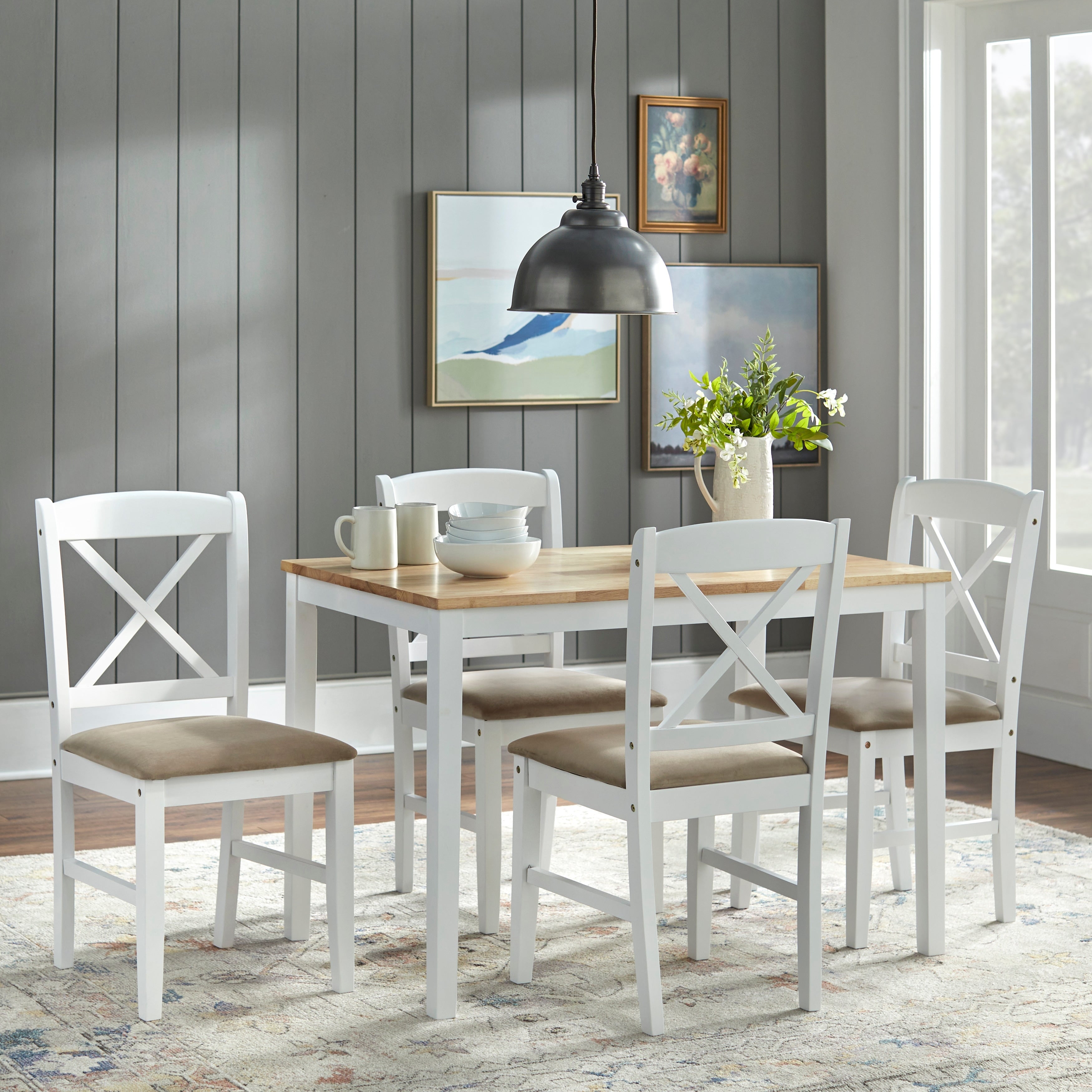 Simple Living White 5 Piece Crossback Dining Set