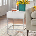 Simple Living White Metal High Gloss End Table