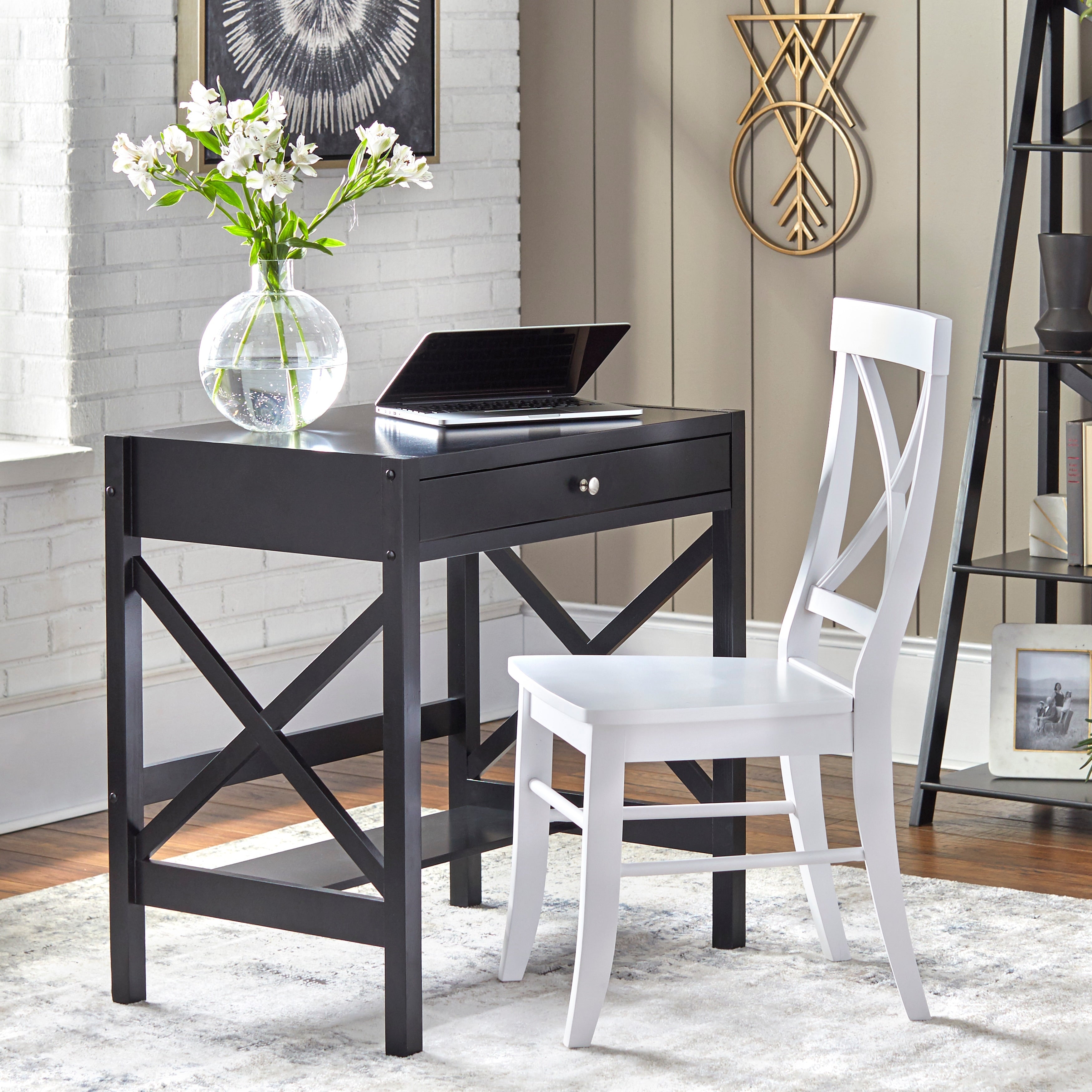 Simple Living Antique White X Desk