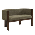 Simple Loveseat Green Walnut Sofa Couch With Track Armrests 2 Seater Settee Sofa Couch With Wood Legs