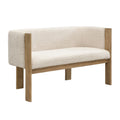 Simple Loveseat Natural Ash Sofa Couch With Track Armrests 2 Seater Settee Sofa Couch With Wood Legs