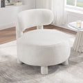 Simple Side Chair Upholstered Chair With Curved Backrest Accent Chair White Dressing Chair Reading Chair