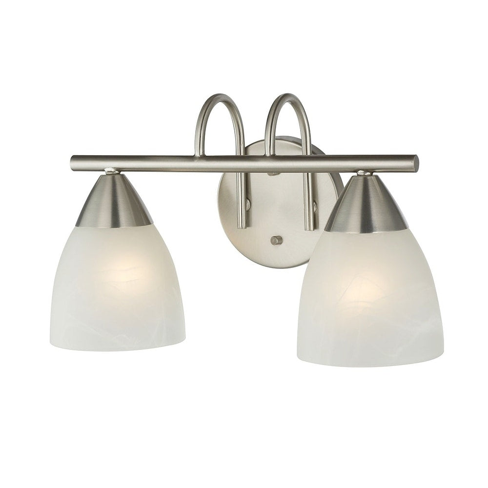Porch Den Brenne Swirl Glass Nickel Finish 2 Light Bath Vanity Light
