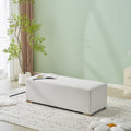 Simple White Long Ottoman Practical Living Room Bedroom Furniture