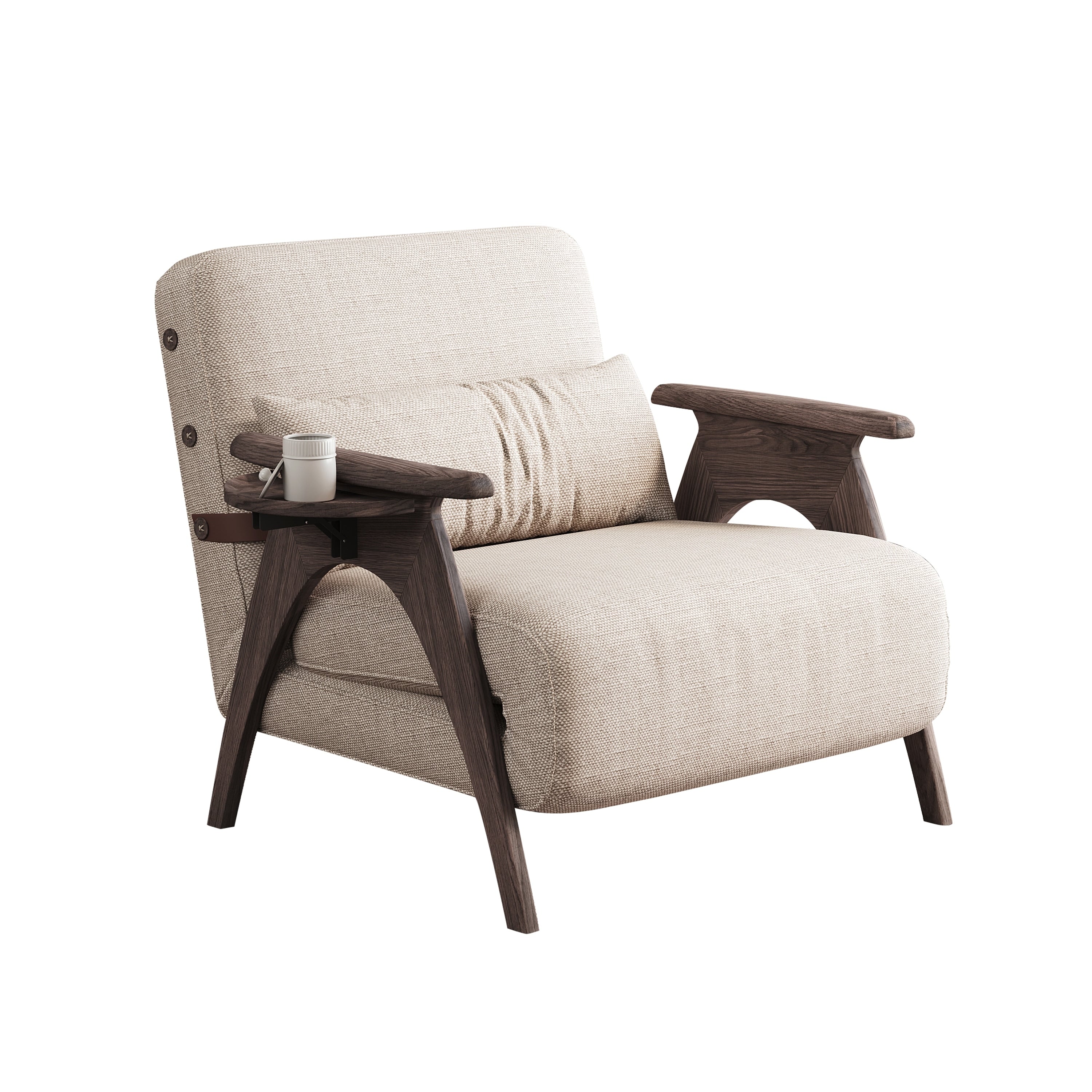 Luoxiao 34.8 Beige Linen Reclining Sleeper Upholstered Sofa Chair 10 X 14