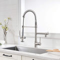 Single Handle Pull Down Sprayer Brushed Nickel Kitchen Faucet Kitchen Sink Faucet With Led Light