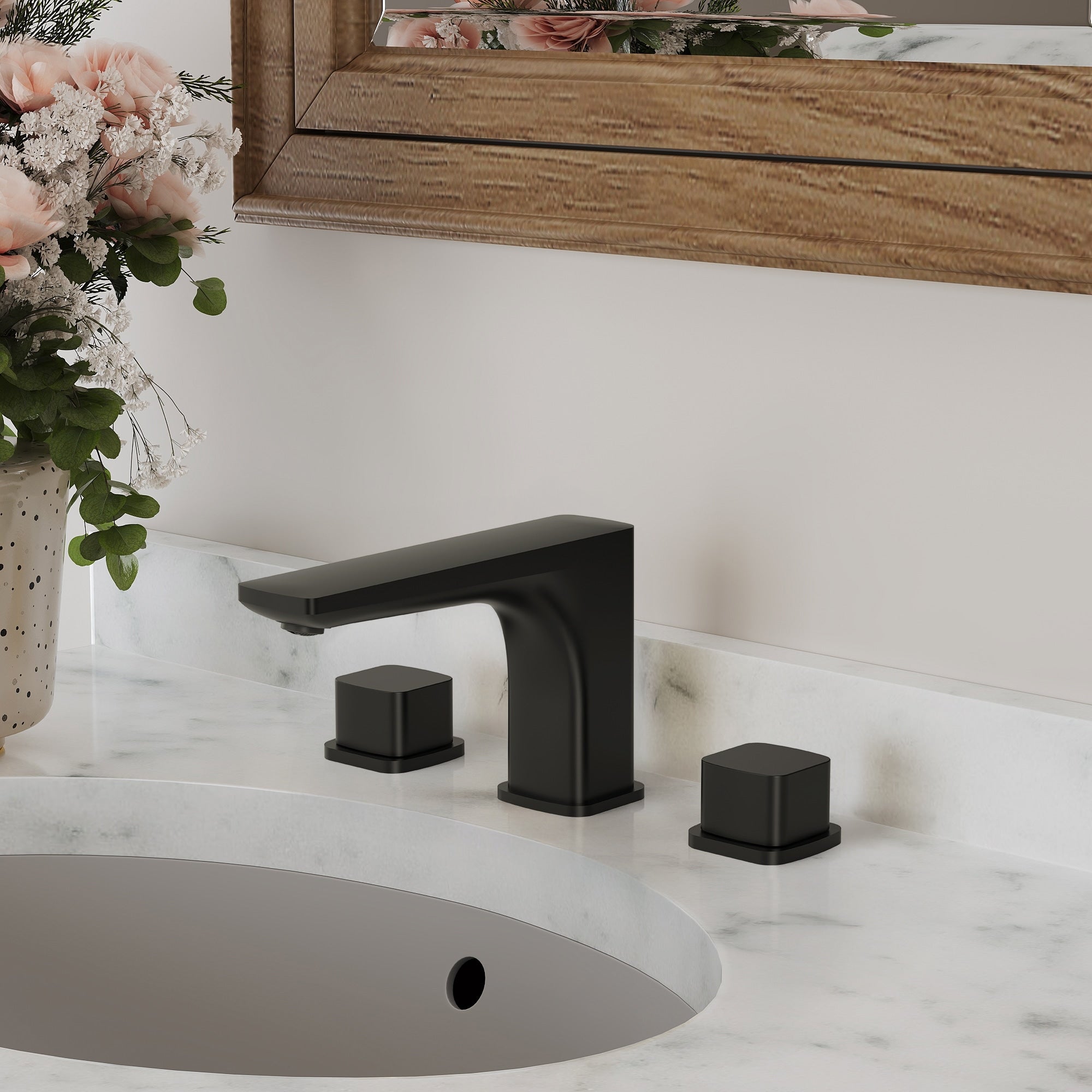 Widespread Bathroom Faucet 3 Hole 2 Handle Bathroom Sink Faucet With Drain Assembly