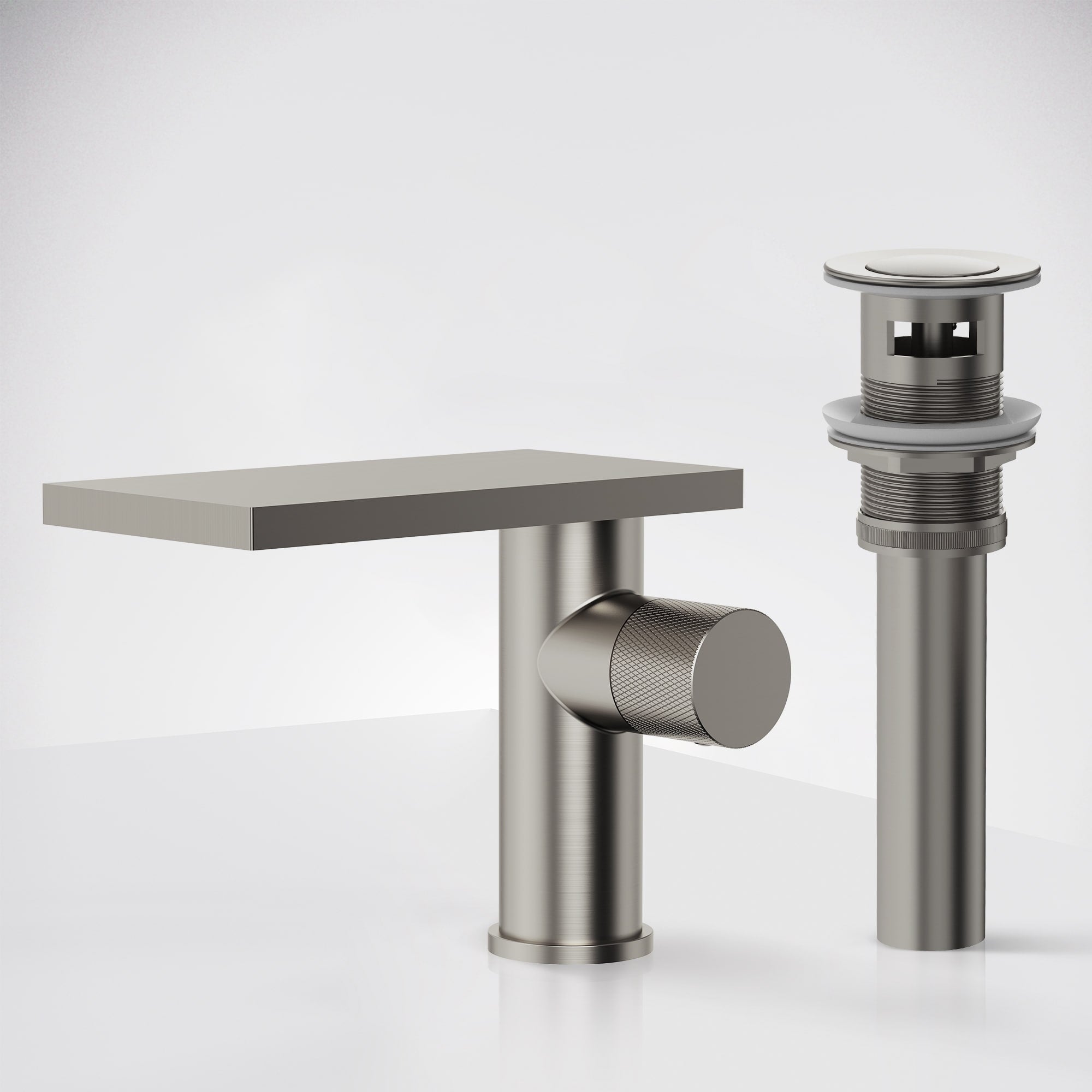 Side Handle Waterfall Spout Bathroom Sink Faucet Single Hole Bathroom Faucet With Drain Assembly Modern