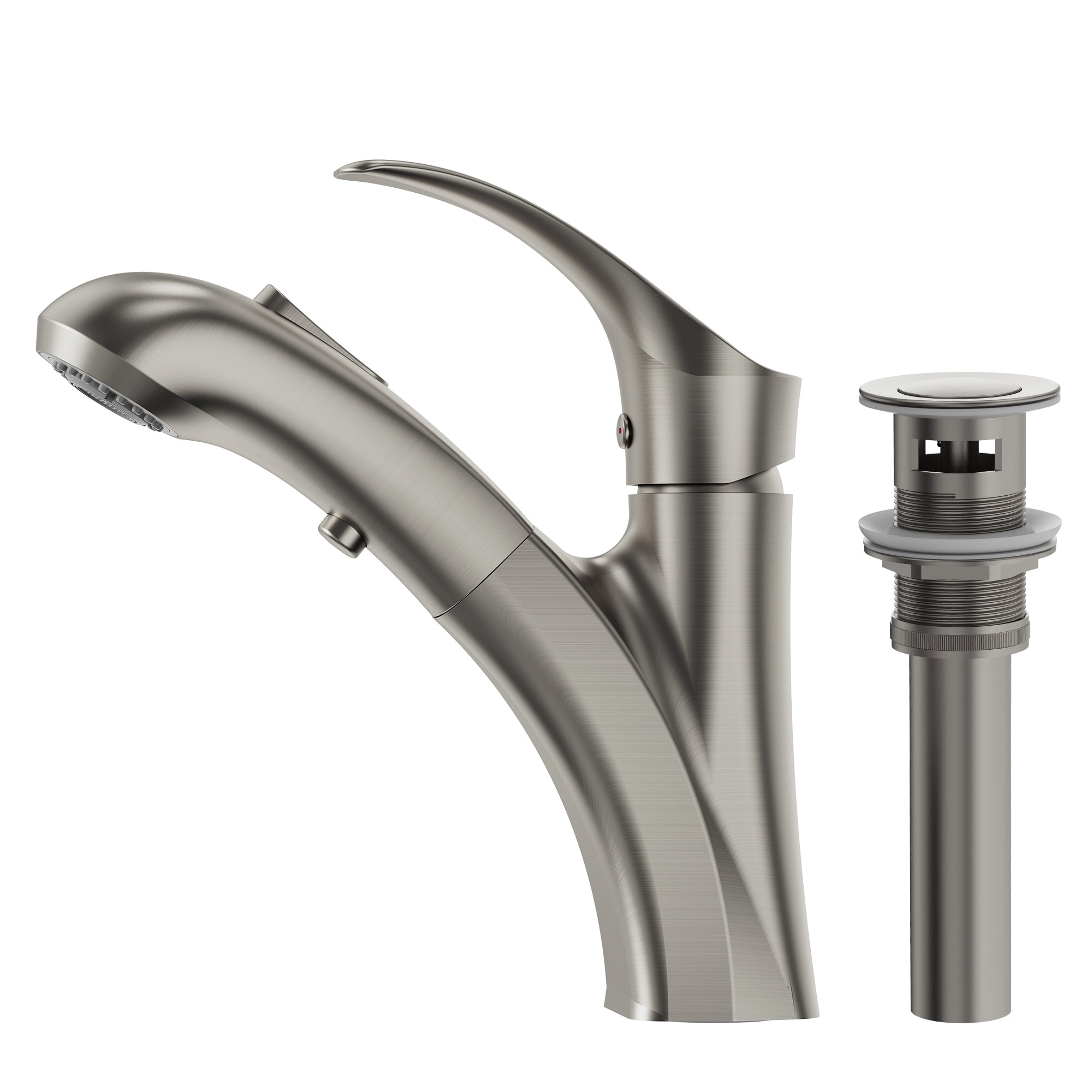 Single Handle Single Hole Pull Out Basin Bathroom Faucet With Pop Up Drain