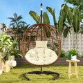 Single Person Folding Wicker Hammock Swing Chair With Adjustable Anti Slip Feet
