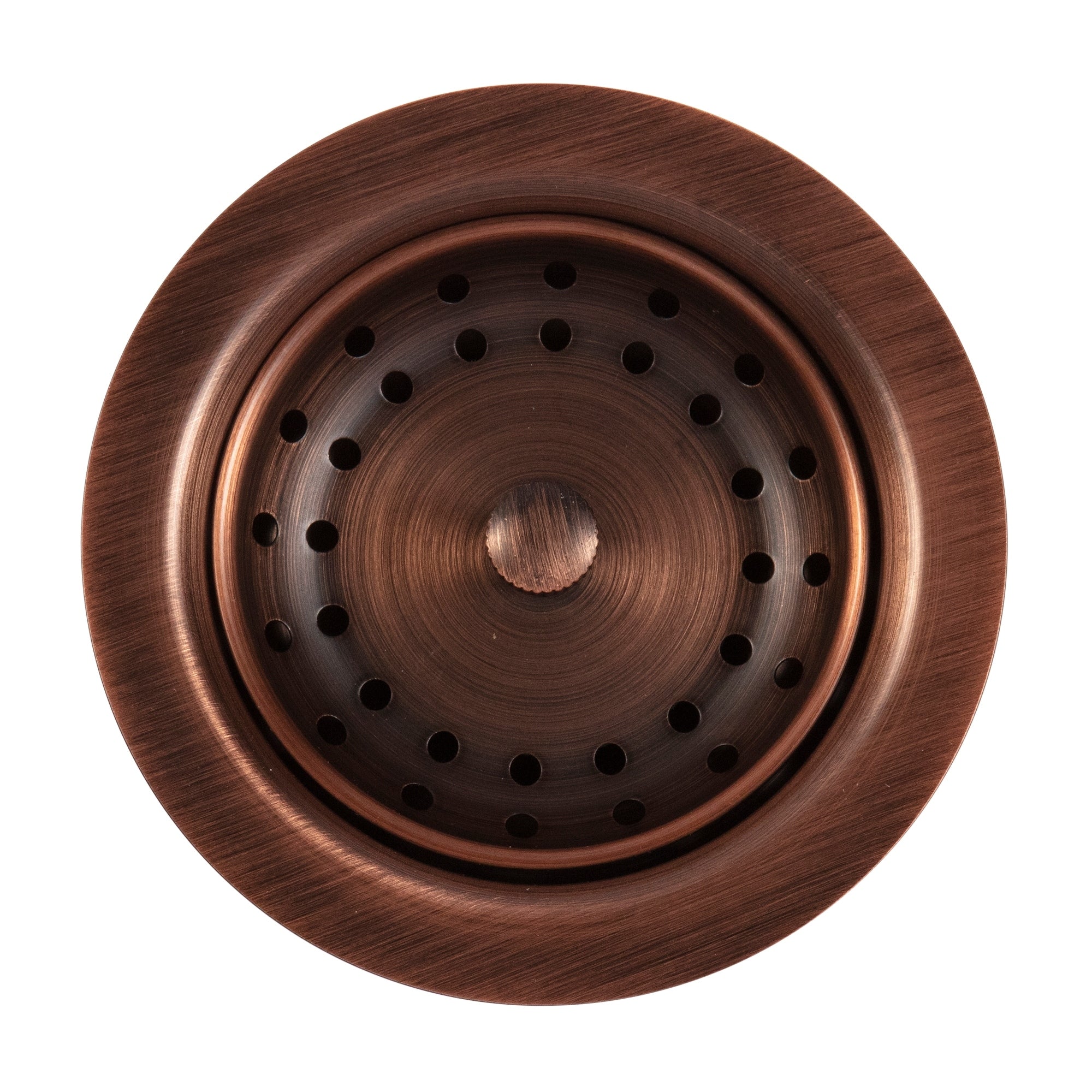 Sinkology Kitchen Sink 3.5 Antique Copper Finished Solid Brass Kitchen Sink Strainer Brown
