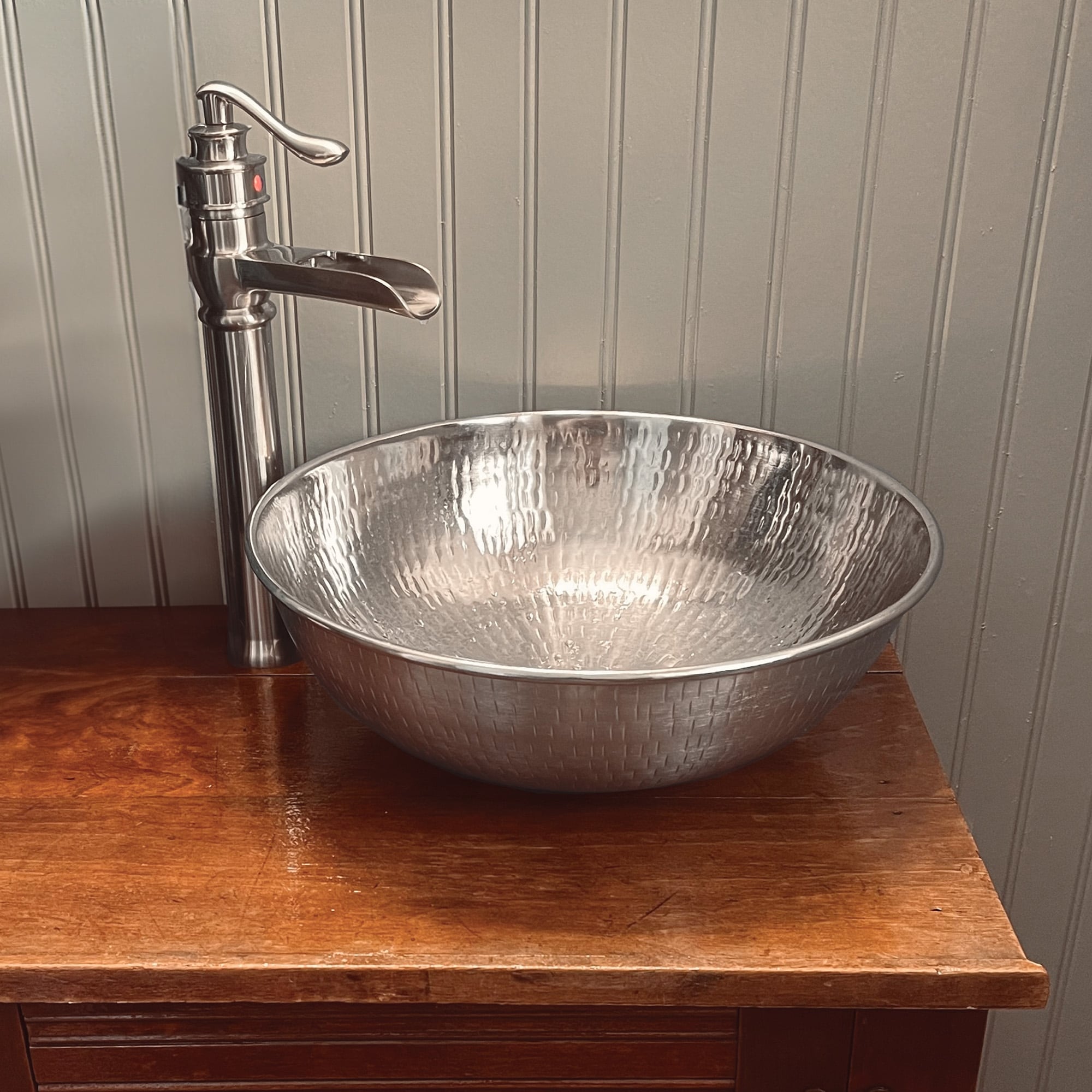 Sinkology Bohr 14 Handcrafted Hammered Nickel Vessel Sink