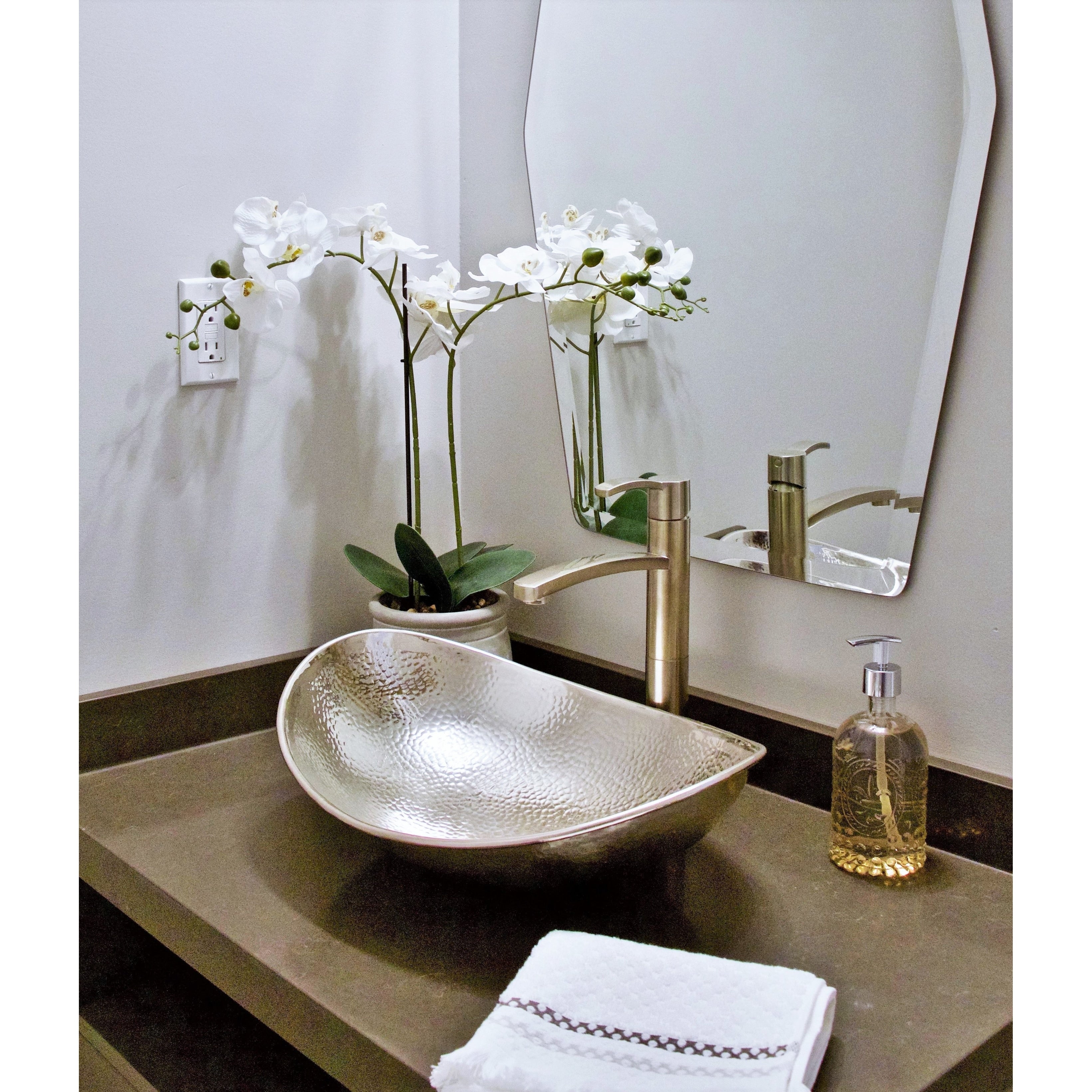 Sinkology Hobbes 19 Hand Crafted Hammered Nickel Vessel Sink Silver