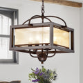 Sipafel Short Faux Wood Grain 4 Light Metal Pendant With Fabric Inner Shade