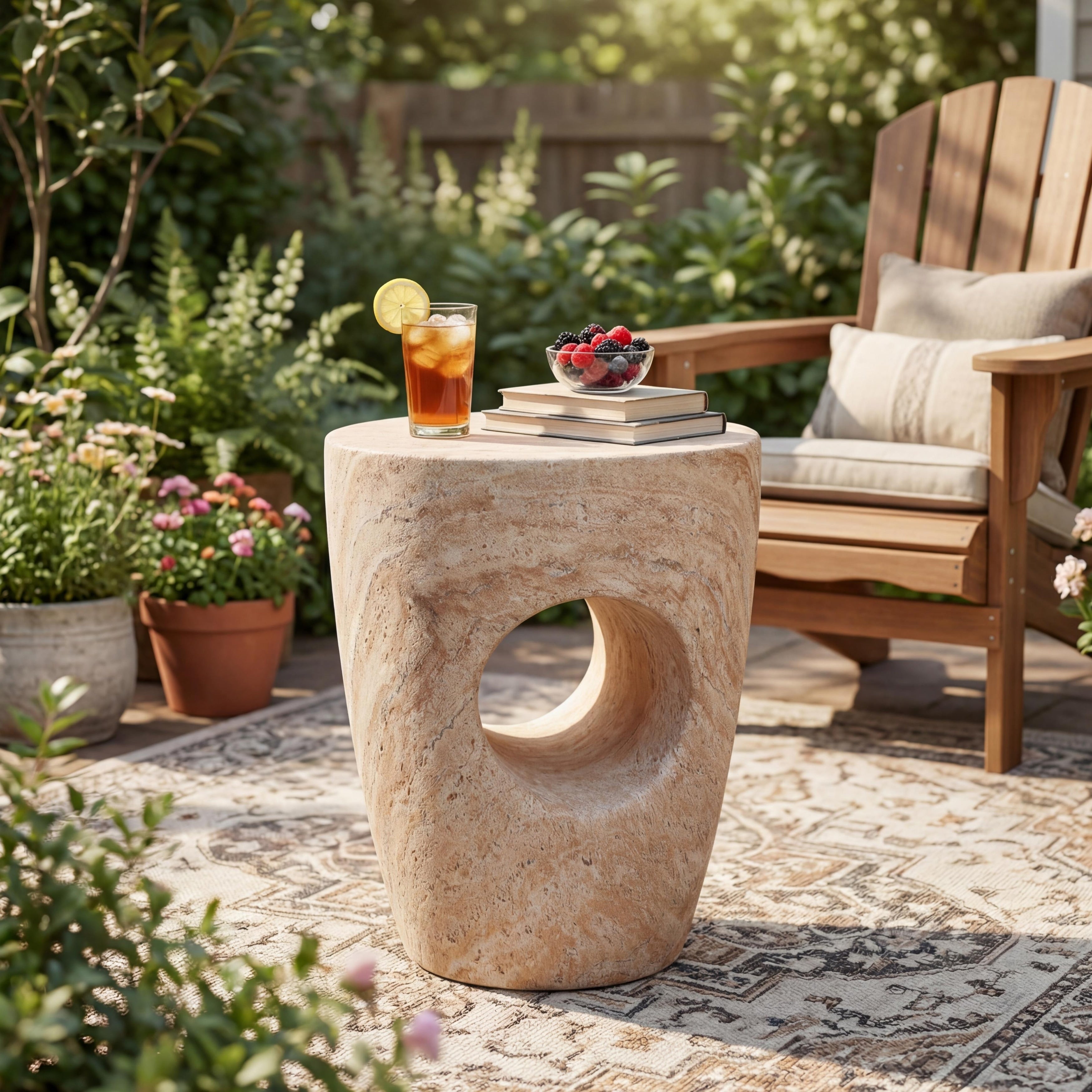 Sirius Outdoor Contemporary Lightweight Concrete Accent Side Table By Christopher Knight Home 14.50 W X 14.50 D X 18.50 H