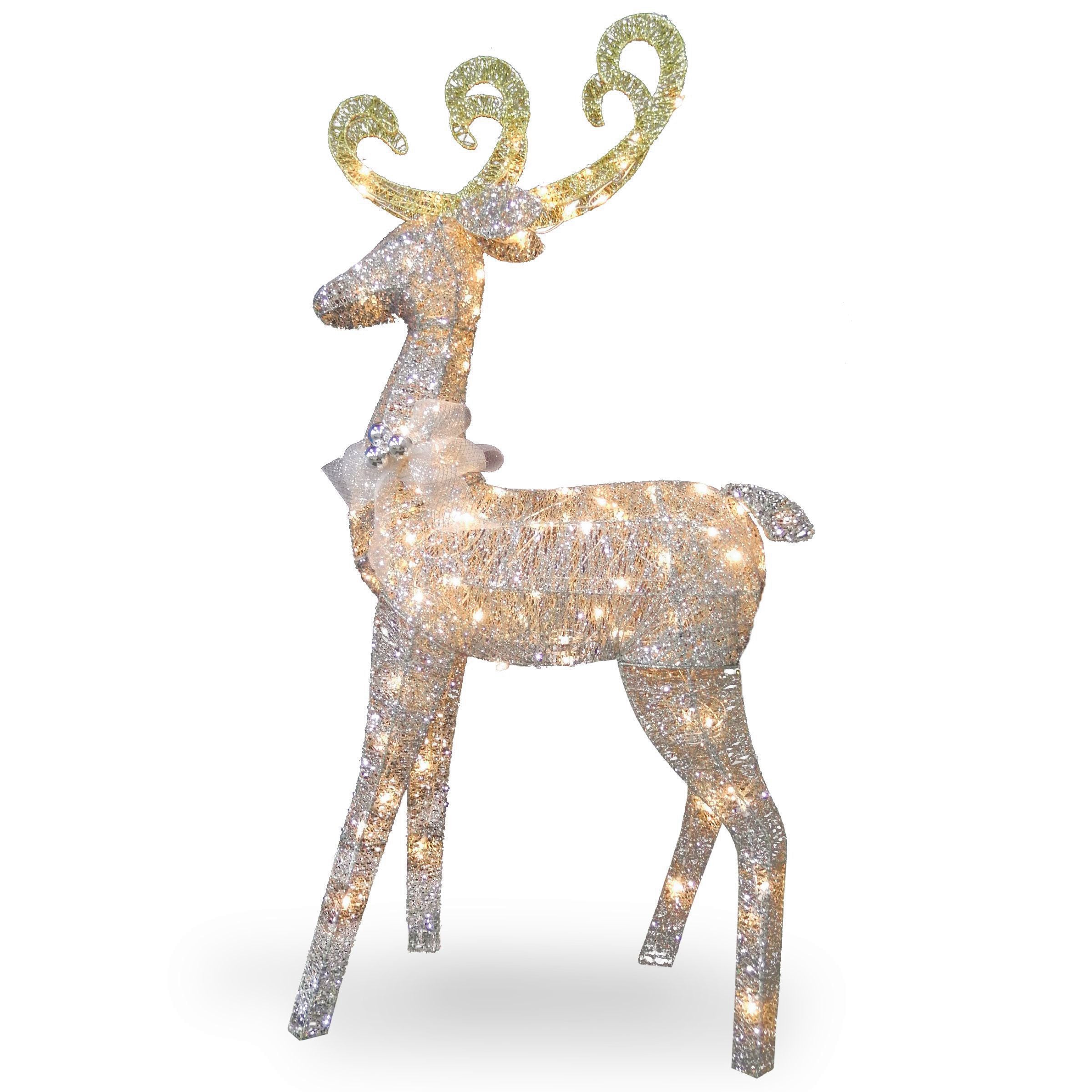 Sisal 60 Inch Reindeer Decoration With Clear Lights