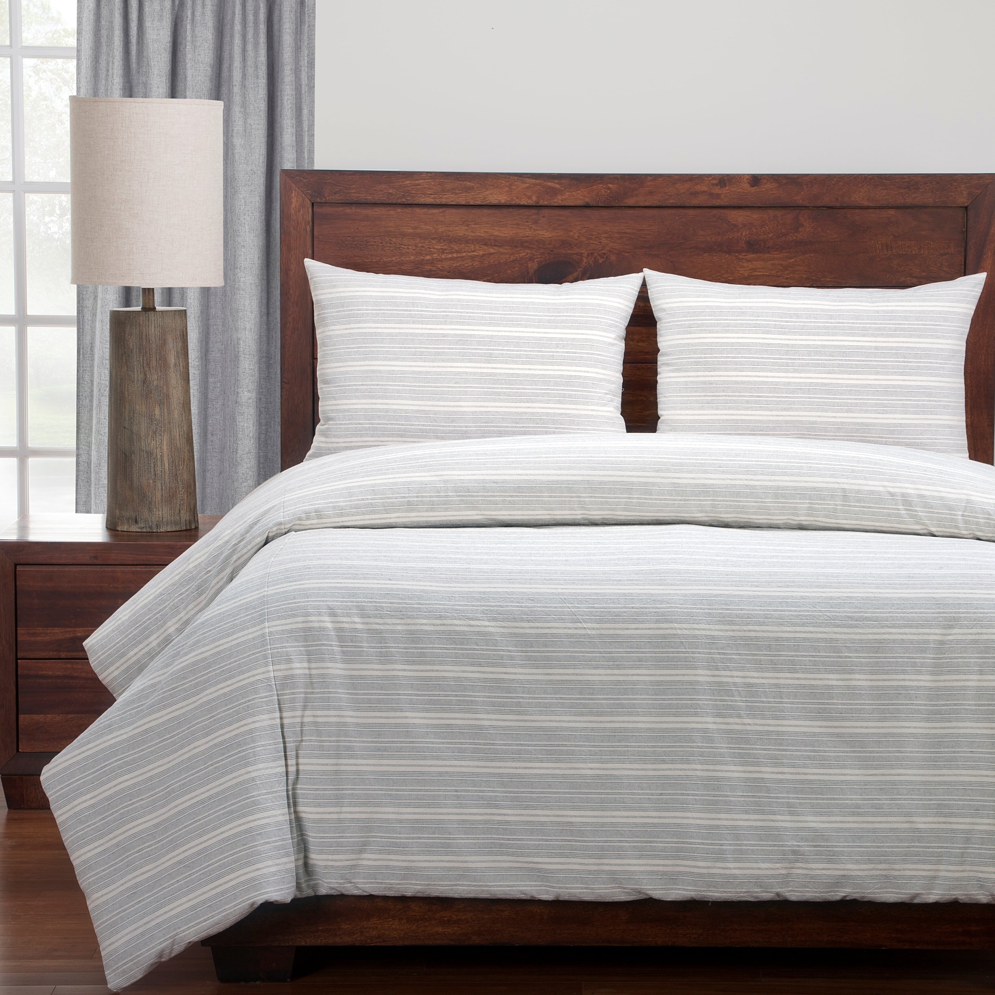Siscovers Cottage Pewter Farmhouse Stripe Duvet And Shams