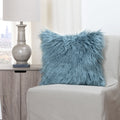 The Curated Nomad Carmel Llama Teal Faux Fur Throw Pillow