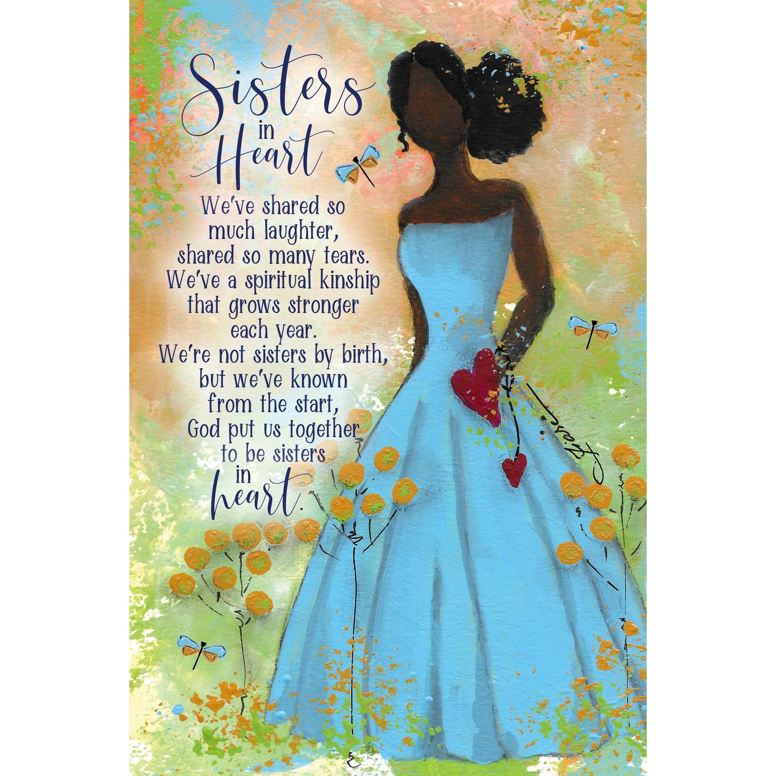 Sisters In Heart Whispers Of The Heart 6 X9 Wood Plaque With Hanger And Easel
