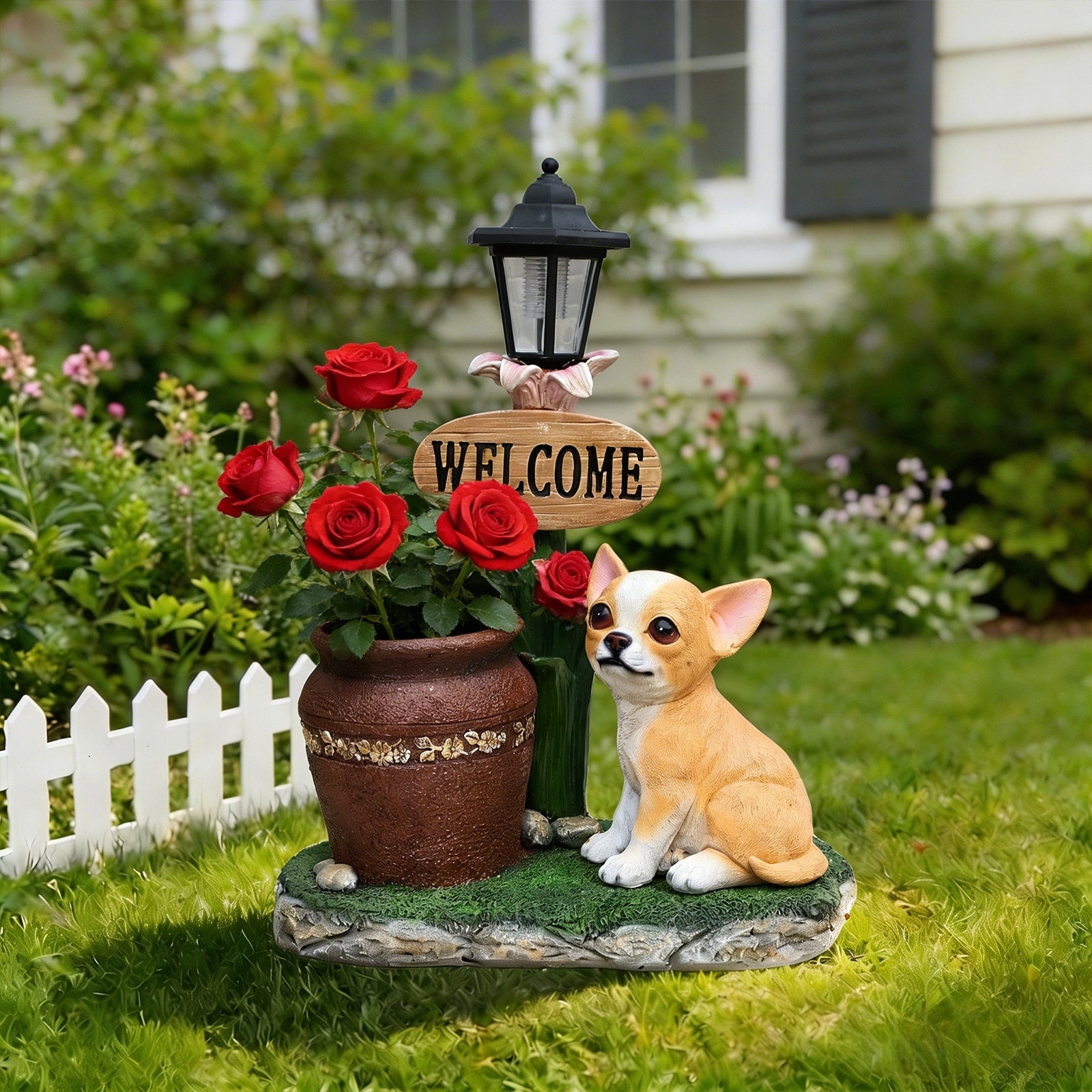 Sitting Corgi Dog Planter Outdoor Decor Garden Statue Weather Resistant