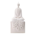 Sitting Sculpture Peaceful Meditation Gesture White Resin 19 Inch