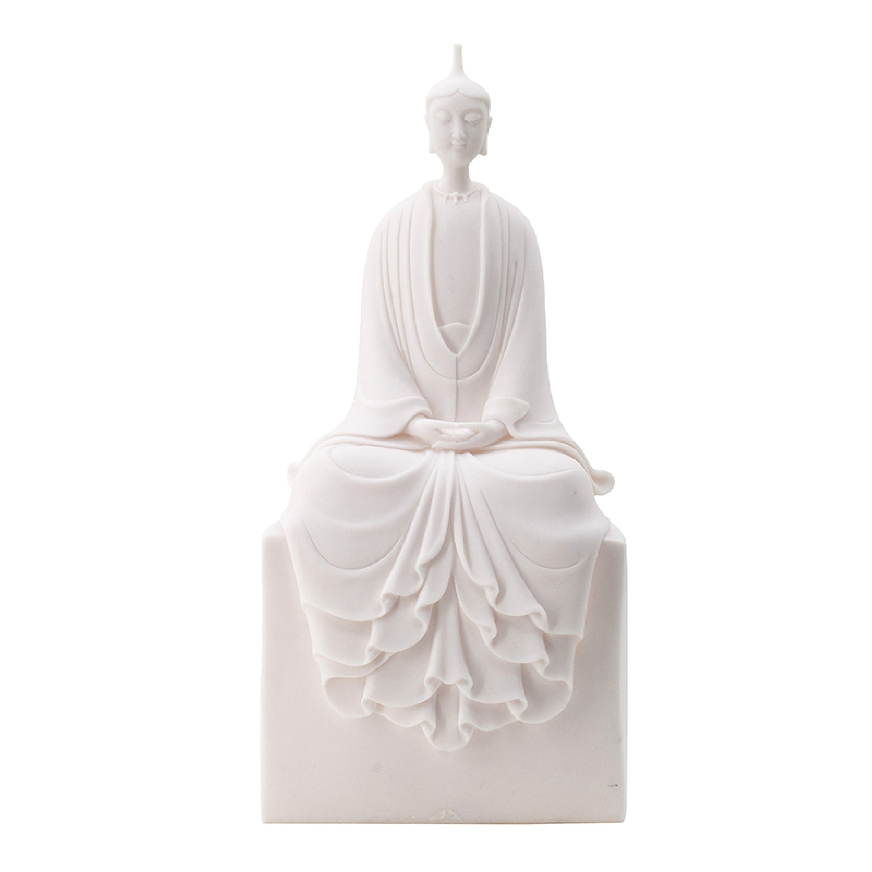 Sitting Sculpture Peaceful Meditation Gesture White Resin 19 Inch
