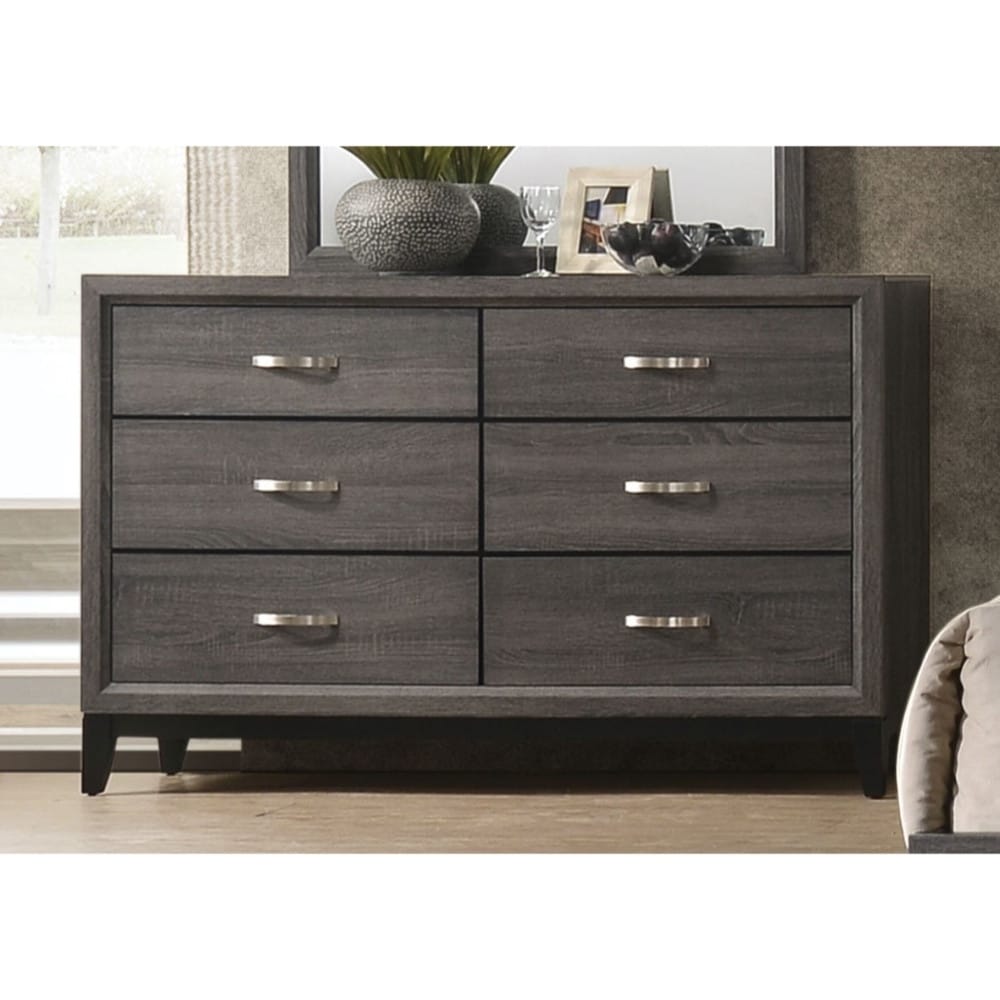 Six Drawer Dresser With Tapered Feet Weathered Gray