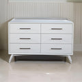 Six Drawers Mahogany Wood Dresser With Splayed Legs White
