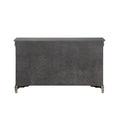 Six Drawers Wooden Dresser With Metal Handles And Bracket Base Dark Gray