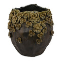 Siya Decorative Vase Brown Ceramic Rustic Round Floral Design 13 Inch