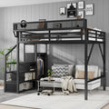 Size Loft Bed With Stairs Metal Loft Bed With Storage Shelves High Loft Bed With Wardrobe For Kids Teens Adults