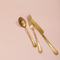 Skandia Mirabella Satin Gold 20 Piece Flatware Set Service For 4 Forged Titanium