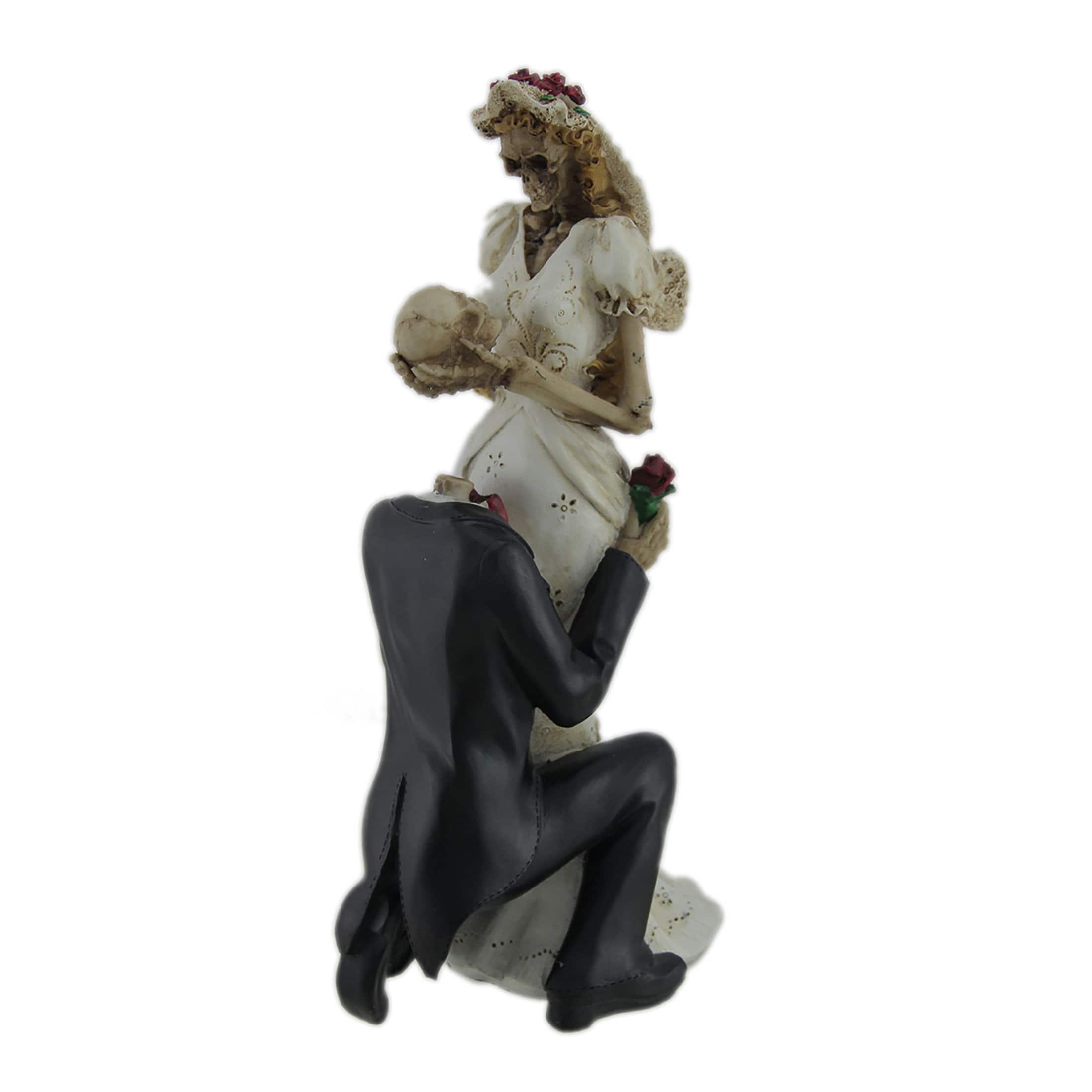 Skeleton Bride And Groom Wedding Couple Statue Cake Topper Multicolored