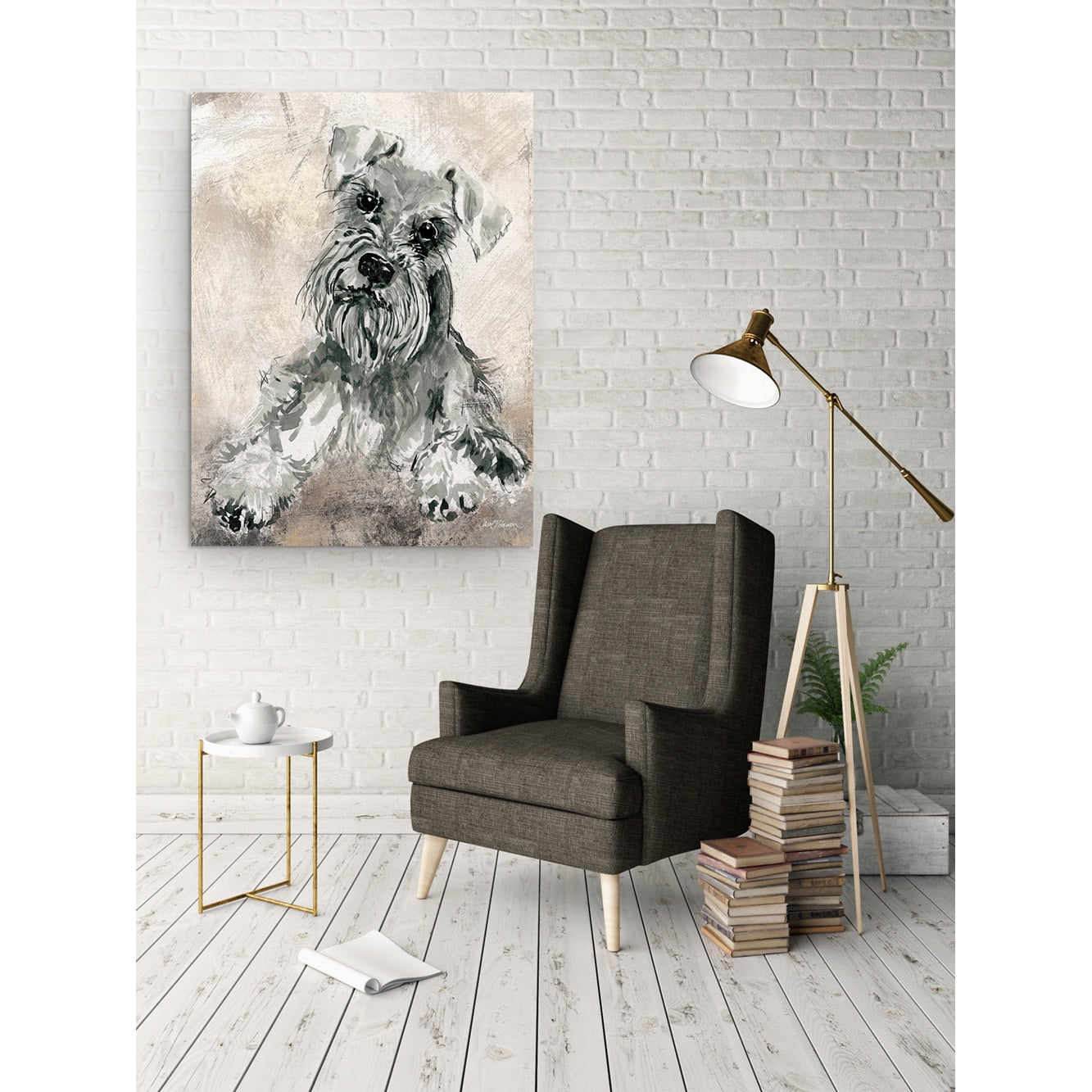 Sketchy Study Schnauzer Canvas Premium Gallery Wrapped Wall Art