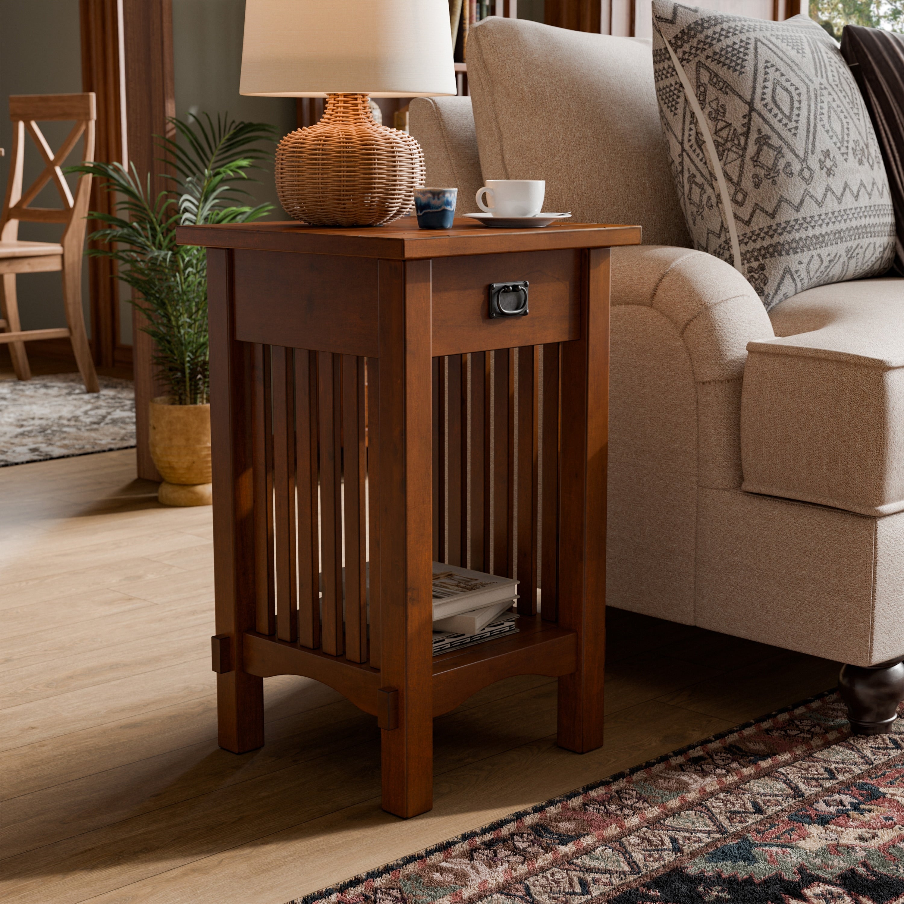 Copper Grove Dahlia Hand Rubbed Oak End Table